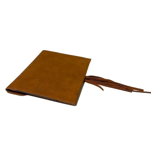 Envelope Clutch Embroidered Detail Leather Tassel Brown - Picture 6 of 7